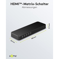 goobay 58479 HDMI Matrix Switch 4 to 2 / Matrix Switch Splitter 4k @ 60Hz / S dálkovým ovládáním pro Blu-ray přehrávače, Xbox, P